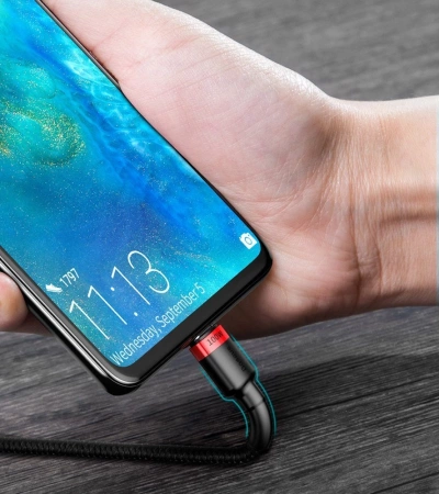 Baseus Cafule nylonowy kabel przewód USB Typ C Power Delivery 2.0 100W 20V 5A 2m czarny (CATKLF-AL91)