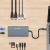 Hub USB-C 14 w 1 Wozinsky WDS03Y5S wielofunkcyjny, aluminiowy, do 3 monitorów, z kablem 15 cm  - szary