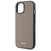 Etui DKNY Grained Metal Logo MagSafe na iPhone 15 - beżowe