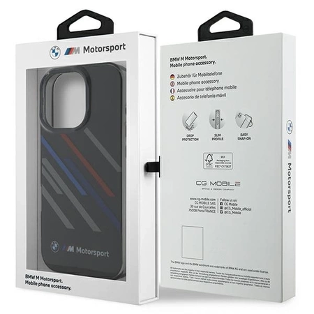 BMW Motosport IML Random Stripes Hülle für iPhone 16 Pro Max – Schwarz