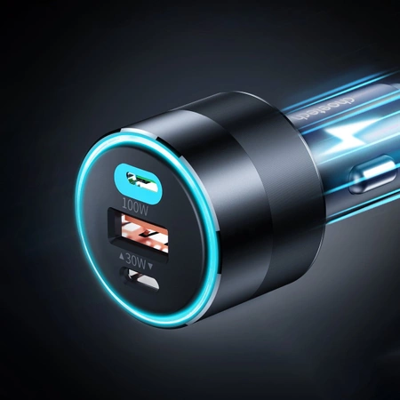 Choetech szybka ładowarka samochodowa 130W 2xUSB-C + USB-A czarny (TC0011)