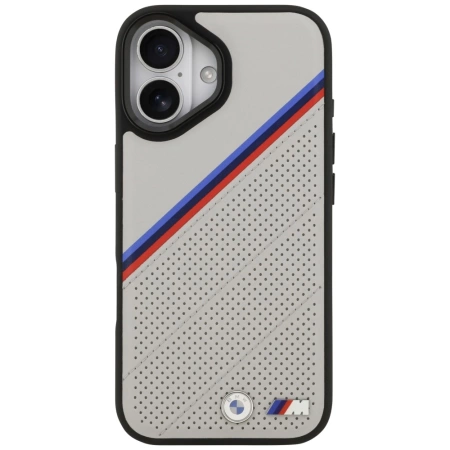 Etui BMW M Tricolor Metal Logo MagSafe do iPhone 17 - szare