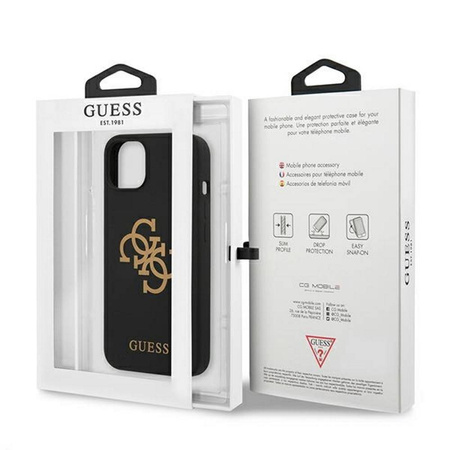Guess nakładka do iPhone 13 Mini 5,4&quot; GUHCP13SLS4GGBK czarny hard case Silicone 4G Logo