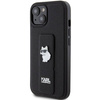 Karl Lagerfeld Gripstand Saffiano Choupette Pins Case for iPhone 15 Plus / 14 Plus - Black