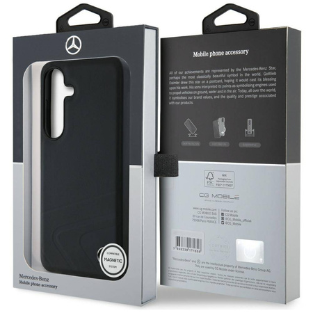 Original Handyhülle SAMSUNG GALAXY S25 Mercedes Leather Horizontal Debossed Curves MagSafe schwarz