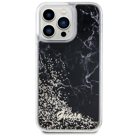 Guess GUHCP14XLCSGSGK iPhone 14 Pro Max 6,7" schwarz/schwarzes Hardcase Liquid Glitter Marble