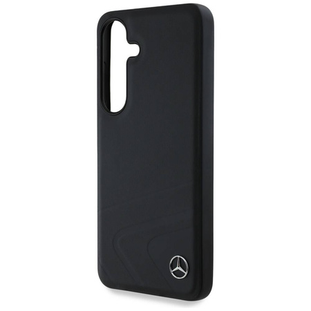 Original Handyhülle SAMSUNG GALAXY S25 Mercedes Leather Horizontal Debossed Curves MagSafe schwarz