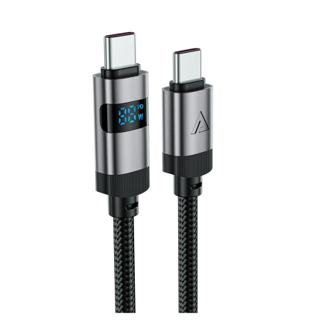 Acefast C15-04 USB-C - USB-C-Kabel mit Display 480Mb/s 66W 1,2m - Schwarz