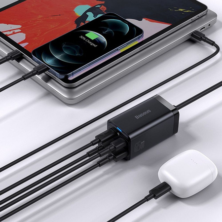 Ładowarka sieciowa Baseus GaN3 Pro, 2x USB-C, 2x USB, 65W (czarna)