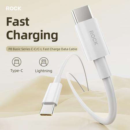 Rock Kabel P8 Basic Series - Typ C na Typ C - PD 60W 3A 1 metr biały