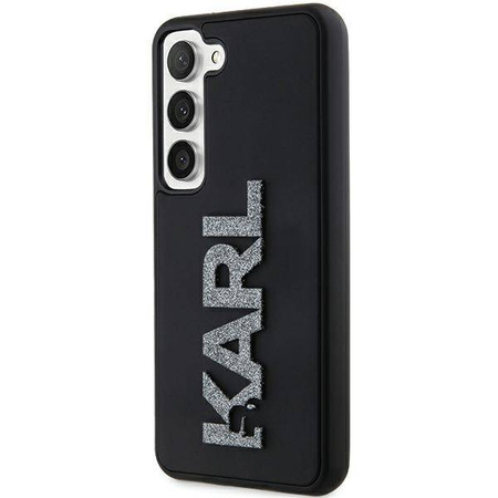 Karl Lagerfeld 3D Rubber Glitter Logo Hülle für Samsung Galaxy S23+ – Schwarz