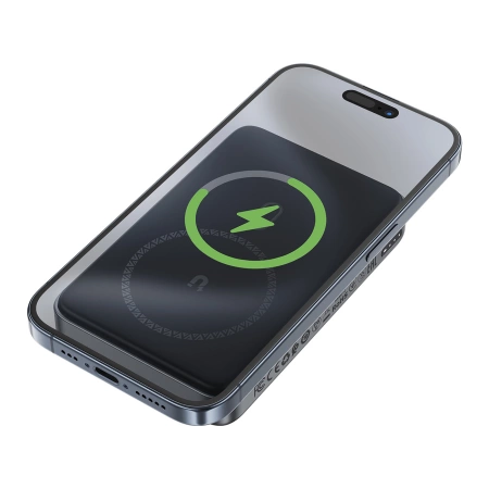 Acefast M10 magnetische Powerbank 2x USB-C PD 30W mit 15W induktivem Laden und USB-C-Kabel - Schwarz