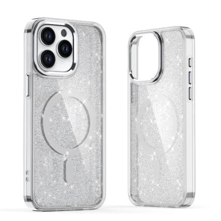 Etui brokatowe Glitter Case kompatybilne z MagSafe na iPhone 17 Pro - półprzezroczyste