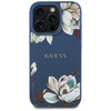 Schutzhülle IPHONE 16 PRO MAX Guess Grained Printed Flower Pattern MagSafe blau