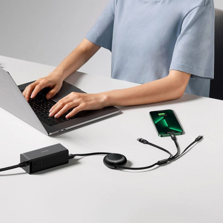 Baseus Bright Mirror 2 retractable cable 3in1 USB Type C - micro USB + Lightning + USB Type C 3.5A 1.1m black (CAMJ010201)