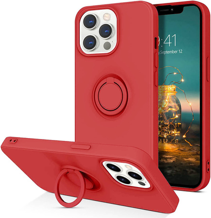 Etui IPHONE 13 PRO MAX Silikonowe Ring Pierścień Magnetyczny Silicone Ring czerwone