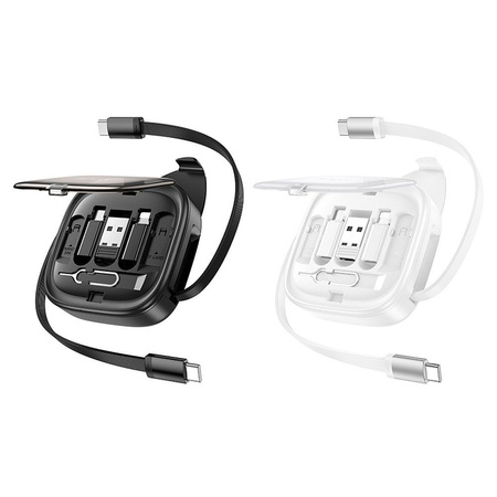 HOCO kabel All-in-one zwijany w zestawie z wymiennymi końcówkami PD 3A 60W U140 0,95 m czarny