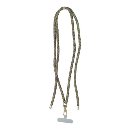 Zawieszka SWING (8mm) do telefonu z regulacją długości / długość sznura 165cm (max 82,5cm w pętli) / na ramię lub szyję - szaro zielono różowy