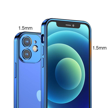 Joyroom New Beauty Series ultra cienkie przezroczyste etui z metaliczną ramką do iPhone 12 Pro Max niebieski (JR-BP744)