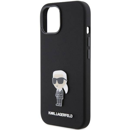 Karl Lagerfeld Silicone Ikonik Metal Pin case for iPhone 15 - black