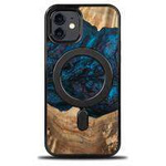 Wood and Resin Case for iPhone 12/12 Pro MagSafe Bewood Unique Neptune - Navy Blue &amp; Black