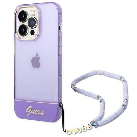 Guess Translucent Pearl Strap - Etui iPhone 14 Pro Max (fioletowy)
