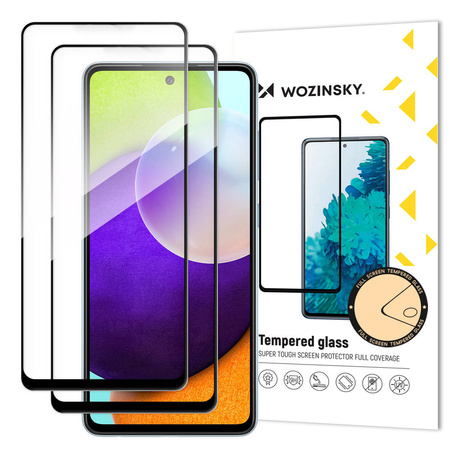 Wozinsky 2x Tempered Glass Full Glue Super Tough Screen Protector Full Coveraged with Frame Case Friendly for Samsung Galaxy A52s 5G / A52 5G / A52 4G black