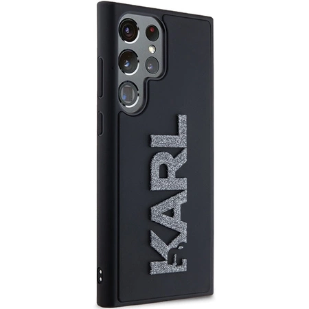 Karl Lagerfeld 3D Rubber Glitter Logo Hülle für Samsung Galaxy S23 Ultra – Schwarz
