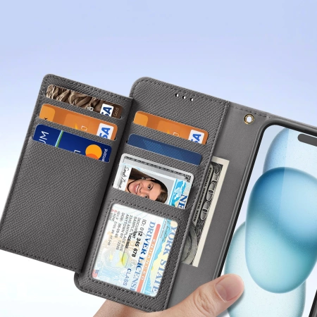 Etui skórzane Dux Ducis Lawa na iPhone 15 - szare
