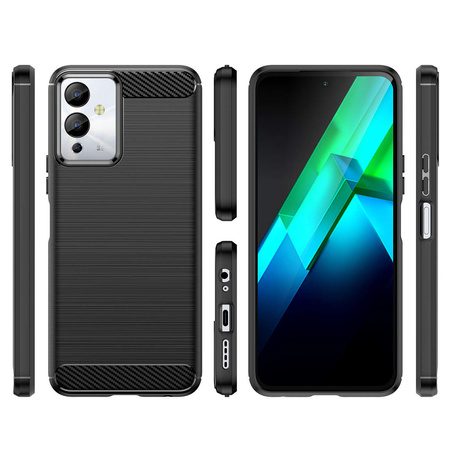 Carbon Case etui do Infinix Note 12i elastyczny silikonowy karbonowy pokrowiec czarne