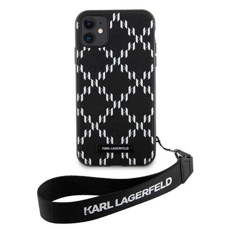 Karl Lagerfeld KLHCN61SAKLMBSK iPhone 11 / Xr 6,1" schwarz/schwarzes Hardcase Monogram Losange Saffiano