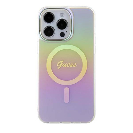Original Case APPLE IPHONE 15 PRO MAX Guess Hardcase IML Iridescent MagSafe (GUHMP15XHITSP) pink