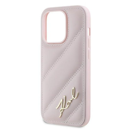 Karl Lagerfeld KLHCP14LPQDSMGP iPhone 14 Pro 6.1" różowy/pink hardcase Diagonal Quilted Script