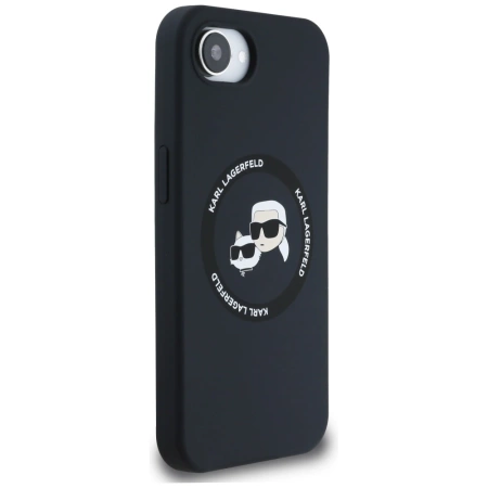 Karl Lagerfeld Liquid Silicone Karl & Choupette Heads Case mit MagSafe für iPhone 16e - Schwarz