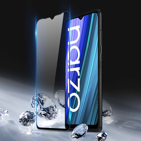 Dux Ducis 9D Tempered Glass 9H Full Screen Tempered Glass with Realme Narzo 50A frame black (case friendly)
