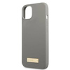 Oryginalne Etui IPHONE 13 MINI Guess Hard Case Silicone Logo Plate MagSafe (GUHMP13SSPLG) szare
