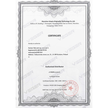 Bateria zewnętrzna (Powerbank) VEGER A10 - 10 000mAh czarny (W1065)