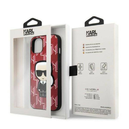 Original Case IPHONE 13 Karl Lagerfeld Hardcase Monogram Ikonik Patch red
