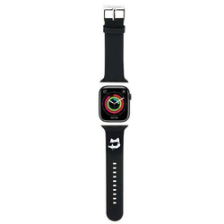 Armband für APPLE WATCH 4 / 5 / 6 / 7 / 8 / SE / ULTRA (42 / 44 / 45 / 49 MM) Karl Lagerfeld Strap 3D Rubber Choupette Head (KLAWLSLCNK) schwarz