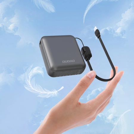 Powerbank Dudao K22+ 10000mAh 22,5W USB-C mit Anhänger/Kabel - grau