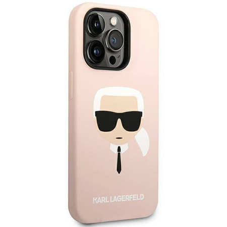 Oryginalne Etui IPHONE 14 PRO Karl Lagerfeld Hardcase Silicone Karl`s Head jasny róż