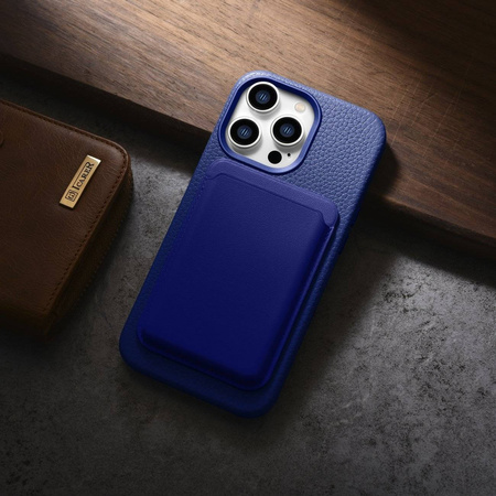 iCarer Litchi Premium Leather Case Leather Case iPhone 14 Pro Max Magnetic with MagSafe Dark Blue (WMI14220712-DB)