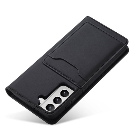 Magnet Kartenetui für Samsung Galaxy S22+ (S22 Plus) Tasche Wallet Kartenhalter Schwarz