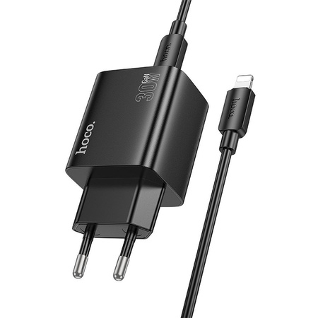 Ładowarka sieciowa do telefonu Hoco 2 x USB C + 2 x USB A QC3.0 PD 3A 30W + kabel USB C do Lightning N56 czarna