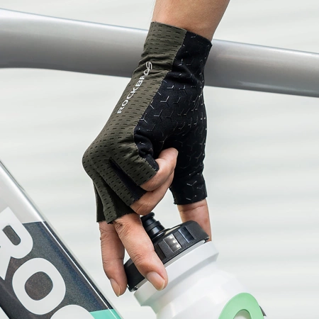 Rockbros Atmungsaktive Kurzfinger Fahrradhandschuhe Größe: M - Grün