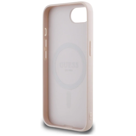 Guess Grained Ring MagSafe iPhone 16e Hülle - Rosa