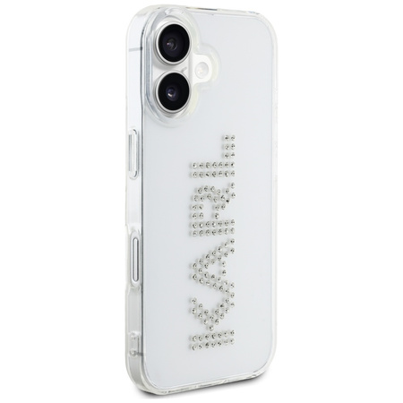 Original Handyhülle IPHONE 16 Karl Lagerfeld IML Rhinestones Logo transparent