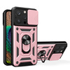 iPhone 15 Pro Max Hybrid Armor Camshield Case with Kickstand and Camera Cover - Pink