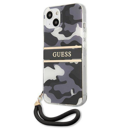 Guess nakładka do iPhone 13 6,1" GUHCP13MKCABBK czarny hard case Camo Strap Collection