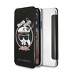 Original Handyhülle IPHONE X / XS Karl Lagerfeld Bookcase Signature Glitter schwarz